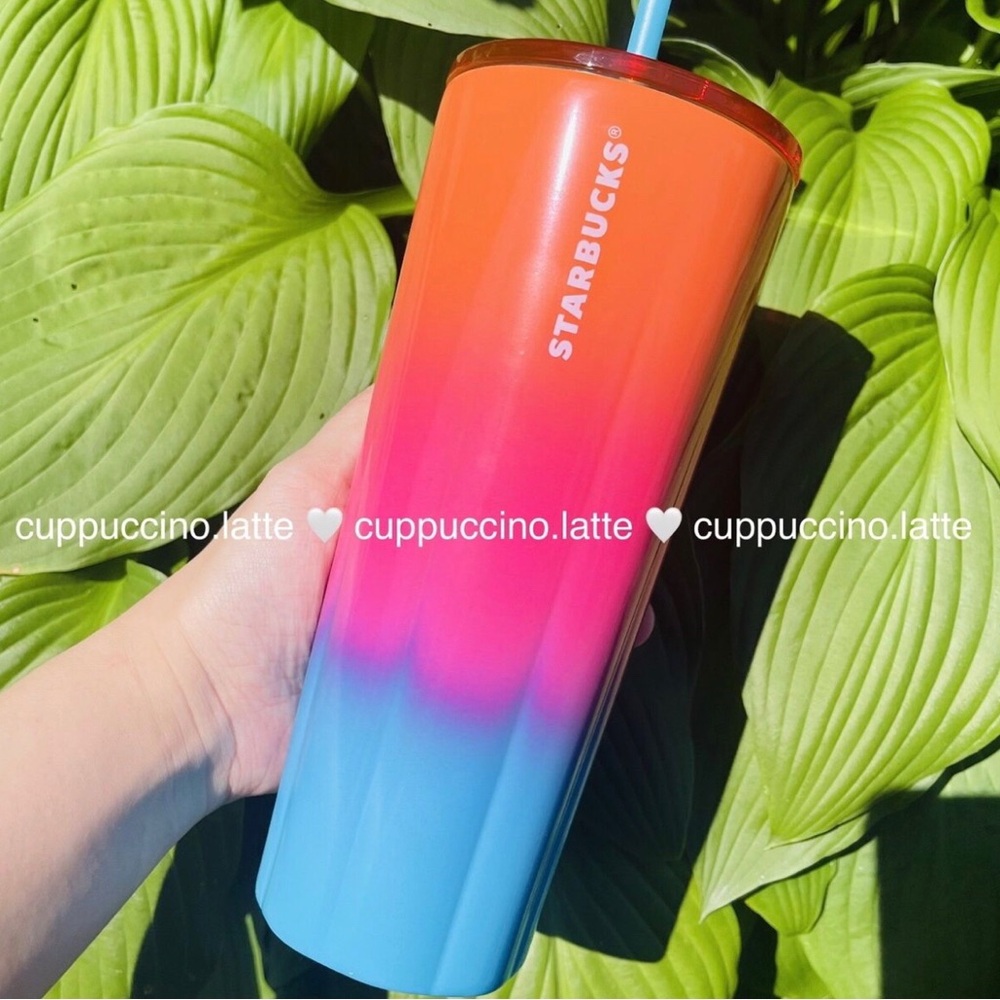 Starbuck’s Ombre Gradient Sunset Cold Stainless Steel Tumbler 24oz Summer 2023